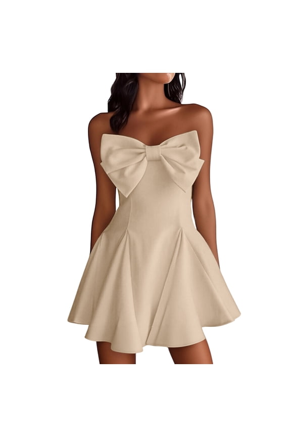 Short Homecoming Dress for Teens Ruffle Mini Prom Dresses Satin Cute A Line Puffy Formal Cocktail Dress Beige S