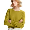 thumbnail image 1 of Stichou Sweaters for Women Cozy Long Sleeve Crew Neck Pullover Tops Lightweight Knit Wool Sweater Winter Outfits Yellow S, 1 of 9