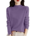 thumbnail image 1 of Stichou Sweaters for Women, Soft Lightweight Knit Pullover Tops,Fall Winter Fashion Sweaters, Long Sleeve Mock Neck Wool Sweater Dark Purple XL, 1 of 5