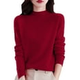 thumbnail image 1 of Stichou Sweaters for Women, Soft Lightweight Knit Pullover Tops,Fall Winter Fashion Sweaters, Long Sleeve Mock Neck Wool Sweater Deep Red XL, 1 of 5