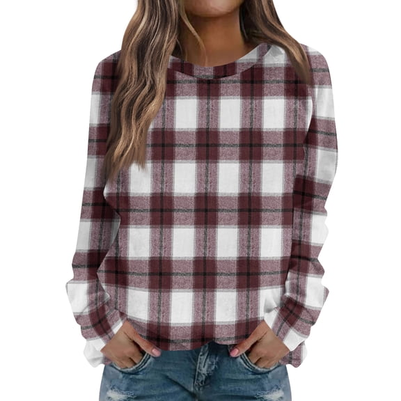 Stichou Sweatshirt for Women Crewneck Long Sleeve Shirts Lightweight Sweaters Fall Spring Clothes 2026 Purple L