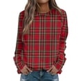 thumbnail image 1 of Stichou Sweatshirt for Women Long Sleeve Shirts Crew Neck Tops with Buttons Spring Fashion Outfits Winter Clothing Red S, 1 of 6
