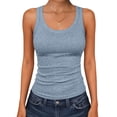 thumbnail image 1 of Stichou Tank Tops for Women 2026 Scoop Neck Ribbed Sleeveless Top Casual Summer Spring Basic Slim Fitted Knit Cami Tee Shirts Mint Green M, 1 of 4
