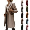 thumbnail image 1 of Stichou Trench Coat Women,Ladies Elegant Lapel Solid Button Down Blazer Casual Fall Winter Work Wear Long Windbreaker Trench Coat Khaki 2XL, 1 of 7