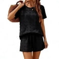 thumbnail image 1 of Stichou Two Piece Sets for Women Swiss Dots 2026 Summer Crew Neck Lounge Sets Short Sleeve Shirts & Shorts Black XL, 1 of 2