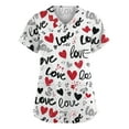 thumbnail image 1 of Stichou Valentines Scrub Tops for Women Plus Size Love Heart Graphic Happy Short Sleeve Nurse Uniforms Soft V-Neck Casual T Shirts with Pockets Pink S, 1 of 5