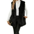 thumbnail image 1 of Stichou Winter Faux Fur Coats for Women Sleeveless Open Front Vests Coat Fashion Warm Solid Color Outerwear Jacket Black XL, 1 of 7