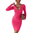 thumbnail image 1 of Stichou Women Bodycon Ribbed Sweater Dress Cut Out Sleeveless Stretchy Pullover Dresses Hot Pink 2XL, 1 of 7
