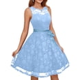 thumbnail image 1 of Stichou Women Floral Lace Bridesmaid Party Dress Short Prom 2026 Dress V Neck Sky Blue L, 1 of 5