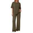 thumbnail image 1 of Stichou Women's 2 Piece Matching 2026 Summer Lounge Sets Clothing Short Sleeve Oversized Shirts & Pants Travel Outfit Army Green XL, 1 of 2