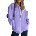 thumbnail image 1 of Stichou Women's 2025 Zip Up Y2K Hoodies Casual Long Sleeve Sweatshirts Fall Spring Track Jackets with Pockets Purple 2XL, 1 of 8