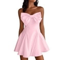 thumbnail image 1 of Stichou Women's 2026 Elegant Bow Strapless Homecoming Dress A Line Swing Tube Mini Dress Short Evening Party Prom Dress Pink XL, 1 of 5