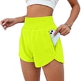thumbnail image 1 of Stichou Women's Athletic Shorts High Waisted Running Short Pocket Quick Dry Sporty Shorts Gym Workout Shorts Fluorescence Yellow M, 1 of 4