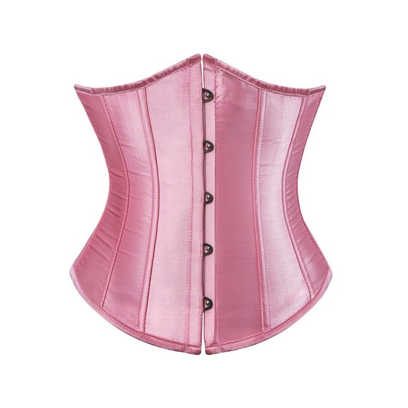 Stichou Women's Bustier Corset Top Plus Size Satin Waist Cincher Overbust Bustiers Pink M