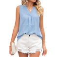 thumbnail image 1 of Stichou Women's Chiffon Tank Top Loose Fit Sleeveless Work Shirts Casual Business Blouse V Neck Spring Summer Shirts Sky Blue L, 1 of 7