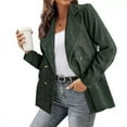 thumbnail image 1 of Stichou Women's Corduroy Blazer with Lapel Collar, Vintage Office Style, Button-Front Suit Jacket Green XL, 1 of 3