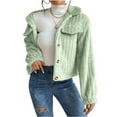 thumbnail image 1 of Stichou Women's Cropped Faux Fur Jacket with Hidden Pockets and Buttons Plush Shawl Collar Cardigan Fall Winter Coat Fluorescent Green S, 1 of 4