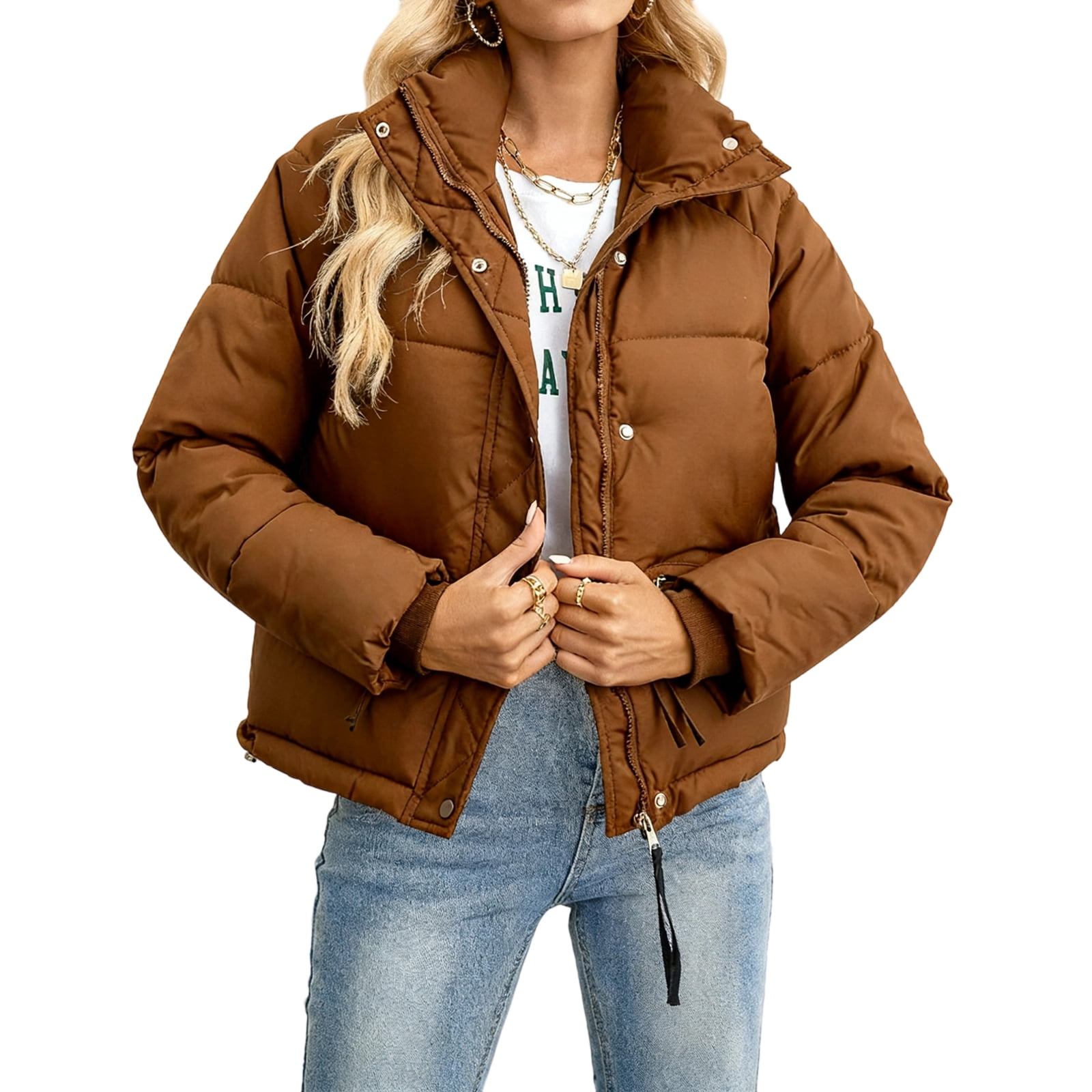 Stichou Women's Down Jacket Lightweight Long Sleeve Water-Resistant ...
