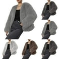 thumbnail image 1 of Stichou Women's Faux Fur Coat Fleece Cropped Jacket for Women Fluffy Shaggy Warm Fall Winter Outerwear Long Sleeve Pockets Cardigan Gray 3XL, 1 of 10