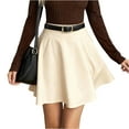 thumbnail image 1 of Stichou Women's Faux Suede Split High Waist Mini Skirt Fashion Cute Skirt for Winter Fall Spring Beige XL, 1 of 4