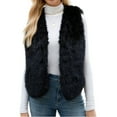 thumbnail image 1 of Stichou Women's Fuzzy Faux Fur Sleeveless Vest Teddy Coats Open Front Plush Waistcoat Outerwear Black XL, 1 of 7