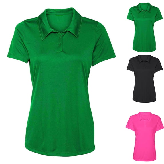 Stichou Women's Golf Shirt Summer Spring Polo Shirts Short Sleeve Tennis Tops Collared with 3 Button Athletic T Shirt Green L