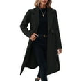 thumbnail image 1 of Stichou Women's Jacket Casual Notched Collar Belted Coat Cloth Fall Winter Fashion Clothes Black M, 1 of 7