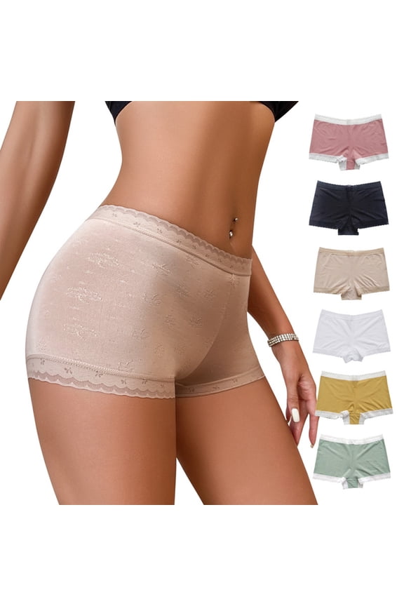 Women's Lace Trim Shorts Biker Seamless Panties Slip Under Short Boyshorts,6-Pack, XL