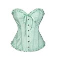 thumbnail image 1 of Stichou Women's Lace Up Corset Boned Floral Overbust Lingerie Bustier Bodyshaper Top Light Green M, 1 of 3