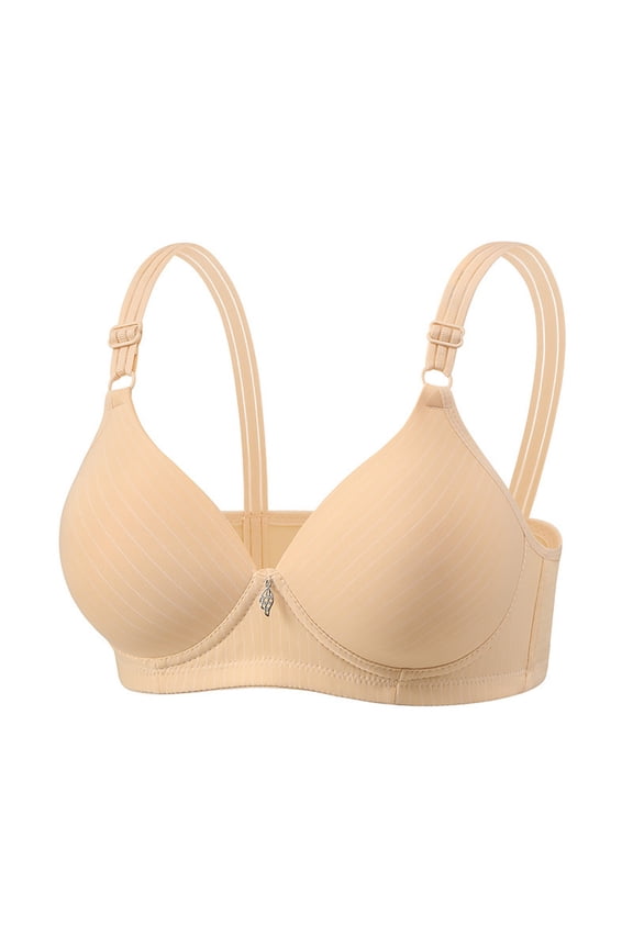 Women's No Underwire Wireless Sleep Tshirt Bra Comfortable Striped Supportive Lightly Lined Everyday Bra Complexion 2XL