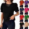 thumbnail image 1 of Stichou Women's Puff Short Sleeve Tops Spring Summer 2026 Crew Neck Trendy Outfits Casual T Shirts Beach Vacation Fashion Clothing Black XL, 1 of 7