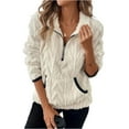 thumbnail image 1 of Stichou Women's Sherpa Fuzzy Fleece Pullover Sweatshirt Long Sleeve Cozy Zip Up Hoodie Jacket 2025 Fall Fashion Clothes White S, 1 of 6