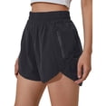 thumbnail image 1 of Stichou Women's Shorts High Waist Athletic Quick Dry Sporty Workout Running Shorts for Women with Zipper Pocket Black XL, 1 of 5
