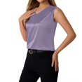 thumbnail image 1 of Stichou Women's Silk Satin Tank Tops V Neck Casual Spring Sleeveless Business Work Blouses Dressy Summer Shirts Purple M, 1 of 6