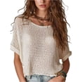 thumbnail image 1 of Stichou Women's Summer Crochet Tops Half Sleeve Knit Sweater Hollow Out 2026 Beach Vacation Clothes Casual Spring Outfits White XL, 1 of 4