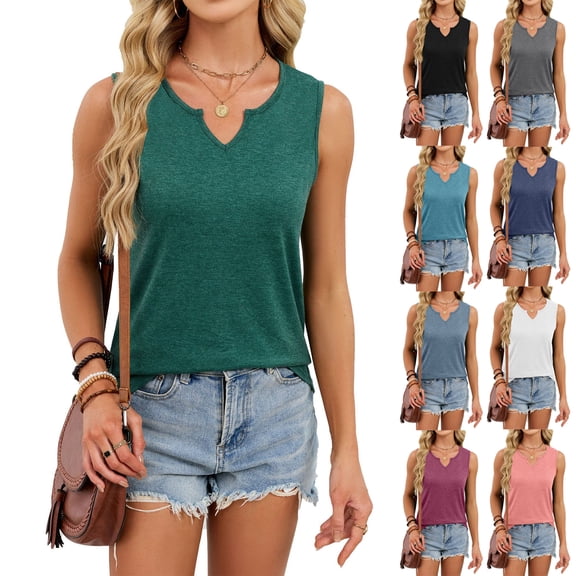 Stichou Women's Tank Tops 2026 Sleeveless Summer Vacation Beach Fashion Tees Comfy Casual Shirts Flowy Spring Outfits Dark Green S