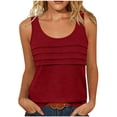 thumbnail image 1 of Stichou Women's Tank Tops Summer Sleeveless Top Crew Neck Basic Pleated Loose Fit Casual Tunic Blouses Wine 2XL, 1 of 5