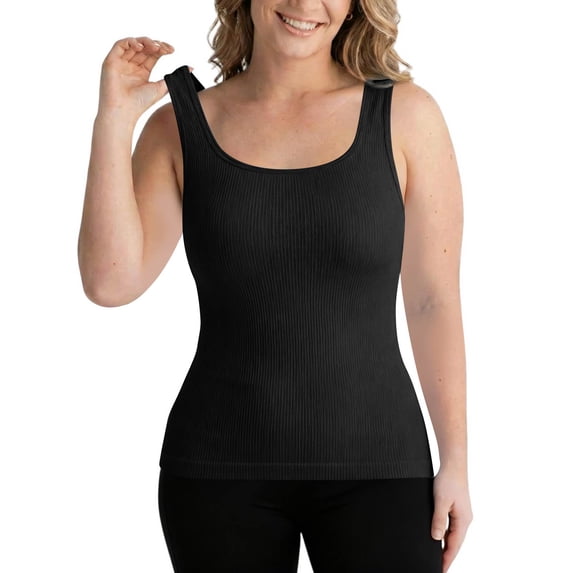 Stichou Women's Tank Tops Summer Square Neck Workout Cropped Ribbed Spring Camisole Sleeveless Clothes Black L
