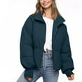 thumbnail image 1 of Stichou Women’s Winter Cropped Puffer Jacket Coat Short Warm Fall Fashion Quilted Jacket Navy L, 1 of 4