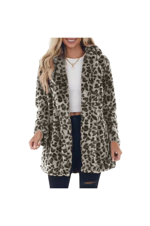 Women's Winter Jacket Open Front Coat Cardigan Vintage Western Coats Faux Fur Trim Parka Outerwear with Pockets Beige XL