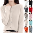 thumbnail image 1 of Stichou Womens Cardigan Sweater 2026 Long Sleeve Button Down Casual Knitwear Lightweight Elegant Sweaters Tops Beige 2XL, 1 of 7