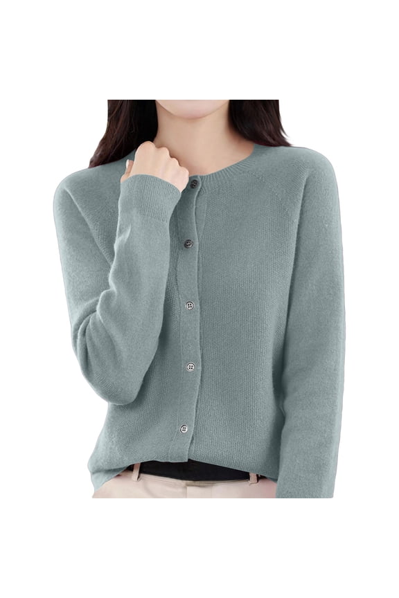 Womens Cardigans Lightweight Crewneck Long Sleeve 2026 Button Down Sweaters Soft Basic Ribbed Knit Tops Mint Green XL