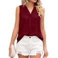 thumbnail image 1 of Stichou Womens Chiffon Tank Top Loose Fit Sleeveless Work Shirts Casual Business Blouse V Neck Solid Color Shirts Wine 2XL, 1 of 7