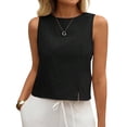 thumbnail image 1 of Stichou Womens Crop Tank Tops Linen Casual 2026 Summer Beach Sleeveless Spring Tops Vacation Outfits Black M, 1 of 4