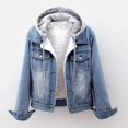 thumbnail image 1 of Stichou Womens Distressed Denim Jacket with Detachable Hood Button Down Long Sleeve Trucker Jackets Outwear Light blue 3XL, 1 of 5