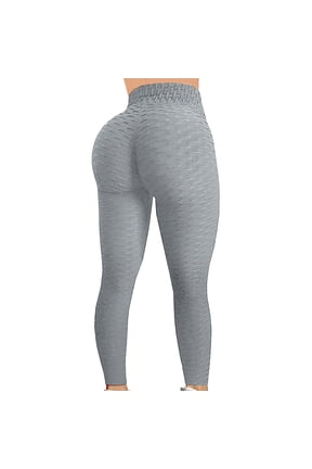 Womens High Waist Leggings Textured Comfy Soft Butt Lifting Leggings Lightweight Booty Scrunch Gym Yoga Pants Tights Gray S