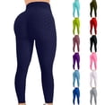 thumbnail image 1 of Stichou Womens High Waist Leggings Textured Comfy Soft Butt Lifting Leggings Lightweight Booty Scrunch Gym Yoga Pants Tights Navy 2XL, 1 of 1