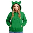 thumbnail image 1 of Stichou Womens Hoodies Cat Ear Sweatshirts Long Sleeve Casual Pullover Tops Cute Fall Fashion Clothes Green S, 1 of 5