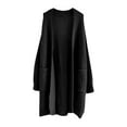 thumbnail image 1 of Stichou Womens Long Cardigan Sweaters 2025 Fall Chunky Knit Oversized Slouchy Open Front Warm Coats with Pockets Black L, 1 of 3