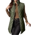 thumbnail image 1 of Stichou Womens Long Puffer Vest 2025 Sleeveless Zip Up Vest Long Winter Vest Quilted Down Coat Lightweight Trendy Vest Jacket Army Green S, 1 of 8